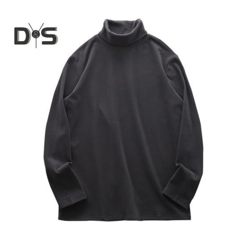 (dark gray, M) Men Bottoming T-shirt High Collar Double-sided German Velvet Solid Color Elastic Mid Length Pullover Layering Top for Winter And Fall