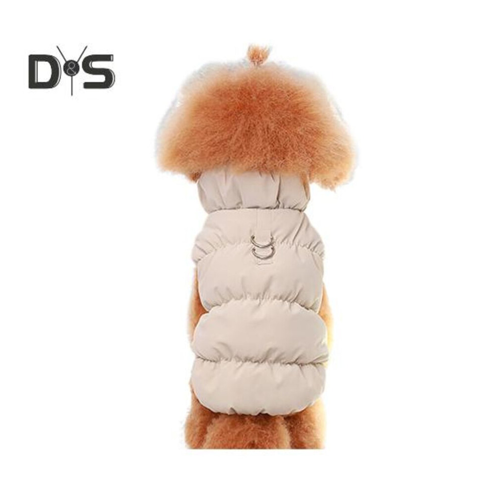 (light khaki, M) Dog Winter Coat Windproof Warm Snow Jacket with D-Ring for Small Medium Dogs Cats Thick Pet Vest Outfit for Cold Weather Walking