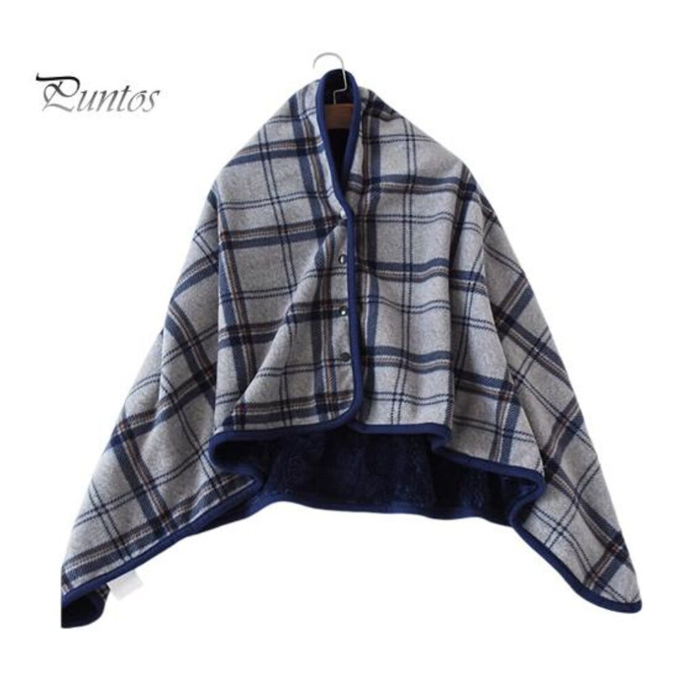 (grey) Winter Throw Blanket Plaid Super Soft Double-layered Velvet Thermal Insulation Single-breasted Shawl Nap Blanket For Daily Use Work Home School