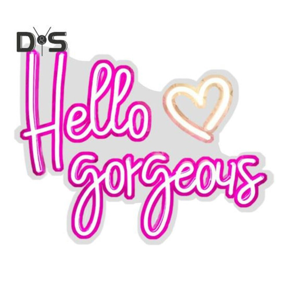 (pink) Hello Gorgeous Neon Sign Led Light Unique Shape Super Bright Energy-saving Usb Powered Led Light Sign Wall Art Decoration