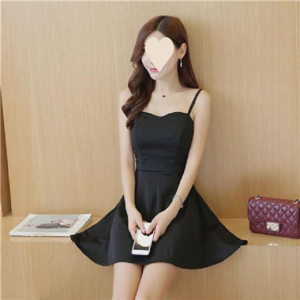 (black, S) Fresh Spring & Summer A-line Princess Dress: Slim Fit Suspender Mini Skirt For Women