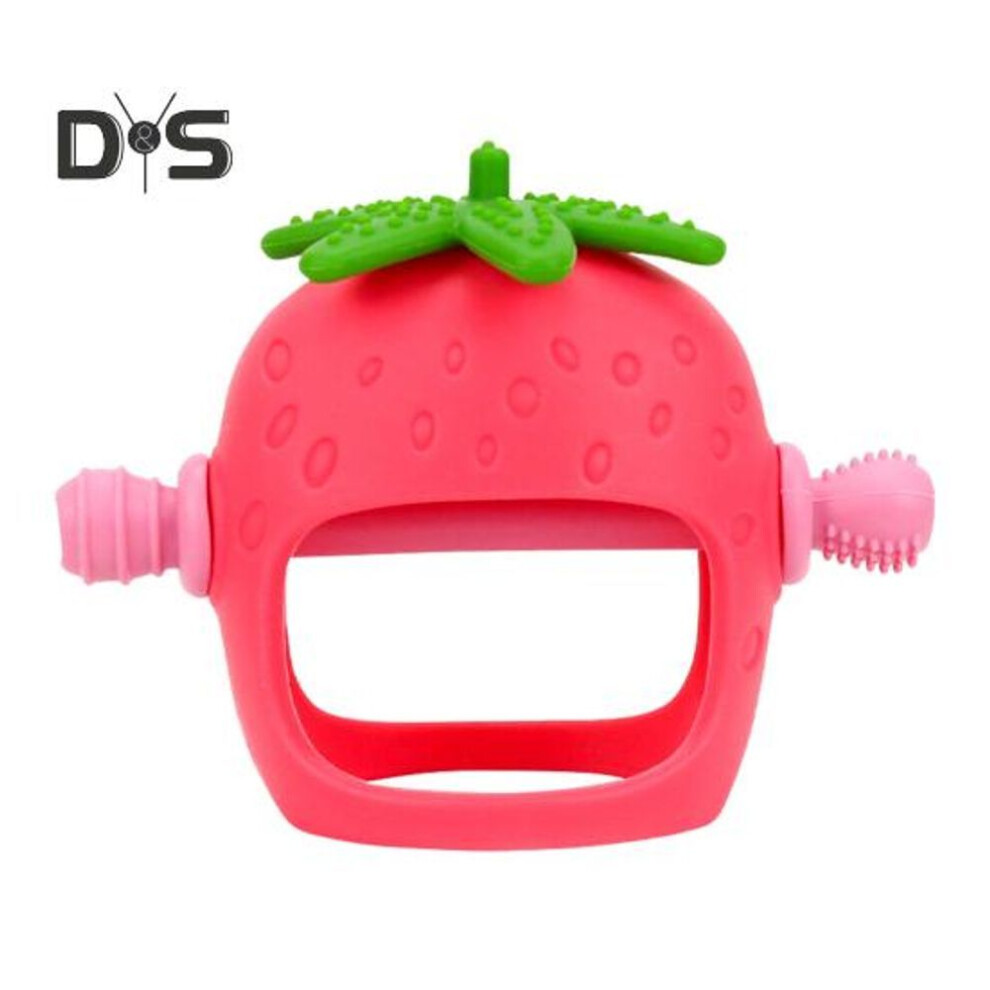 (red) Baby Teething Toy For Babies 0-24 Months Relieve Sore Gums With Strawberry Shape Teether Food-grade Silicone Easy-to-clean Teething Relief Toy Train