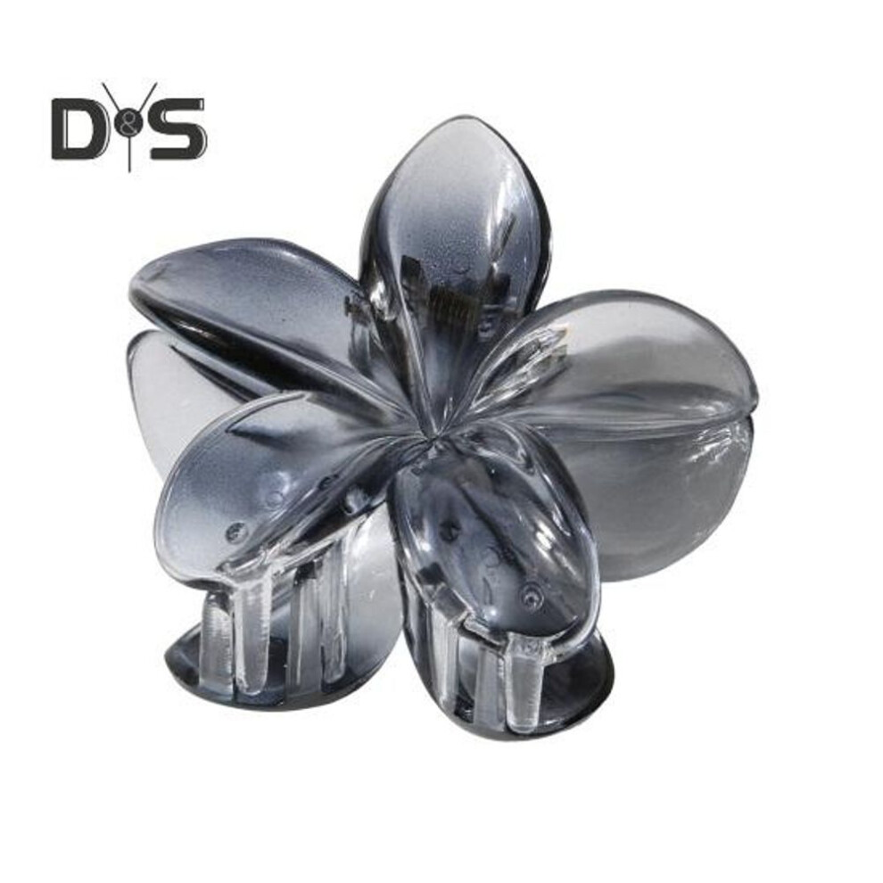 (black) Flower Shape Hair Claw Transparent Gradient Color Hairpin Plastic Metal Spring Back Head Hair Clip Daily Party Hair Accessory
