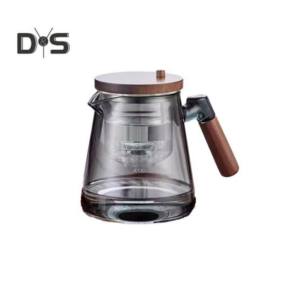 (clear,black) 800ml Teapot Water Separation Glass Glass Teapot Wooden Handle Heat-resistant Precise Pouring Tea Kettle Easy To Clean Tea Pot For Loose Tea Brewing