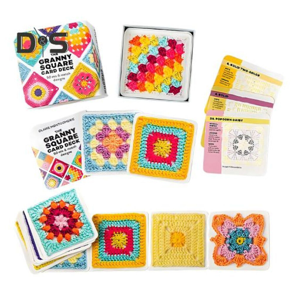 (as the picture, A) The Granny Square Card Deck 50 Mix Crochet Patterns Card Deck Crochet Blocks Clothes Accessories For Adults Beginner