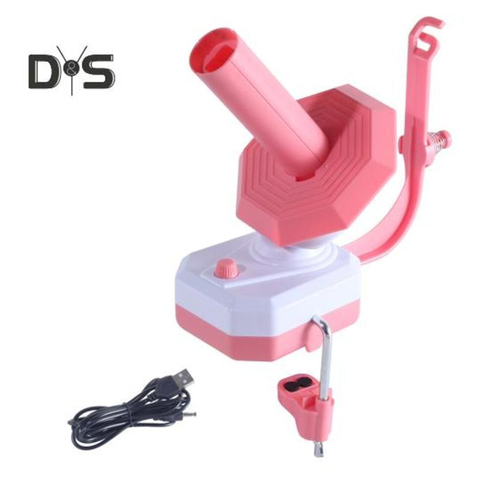 (pink) Electric Yarn Winder Adjustable Speed Yarn Ball Winder Lower Noise Large Capacity Tabletop Yarn Dispenser For Crocheters