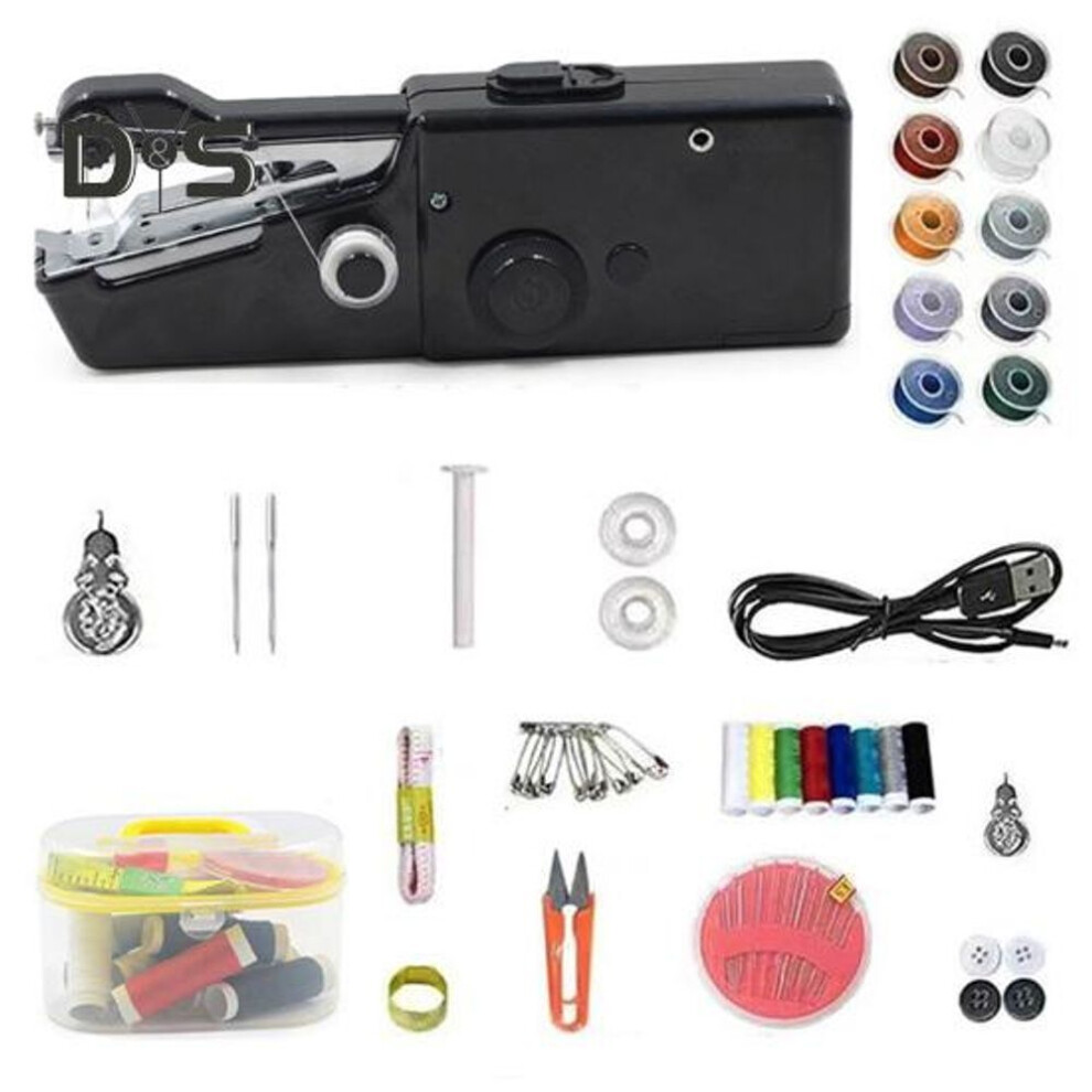 (black) Mini Sewing Machine With Accessory Kit Cordless Handheld Sewing Machine Battery/usb Operated Portable Sewing Kit For Beginners