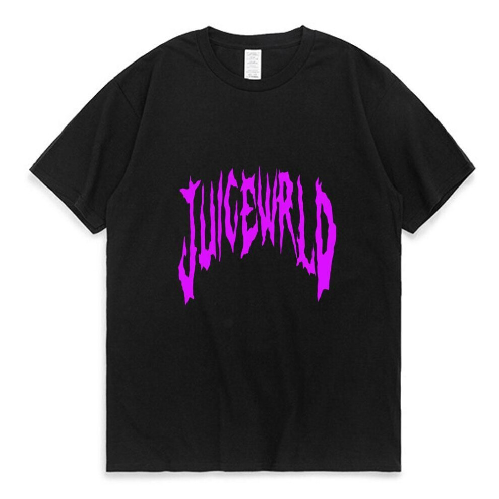 (L, black) Rapper Juice Wrld Men Women T Shirt Street Hip-hop Rock Boys Girl T-shirt Gift Creative Short Sleeve Tee Shirt Cotton White Tops