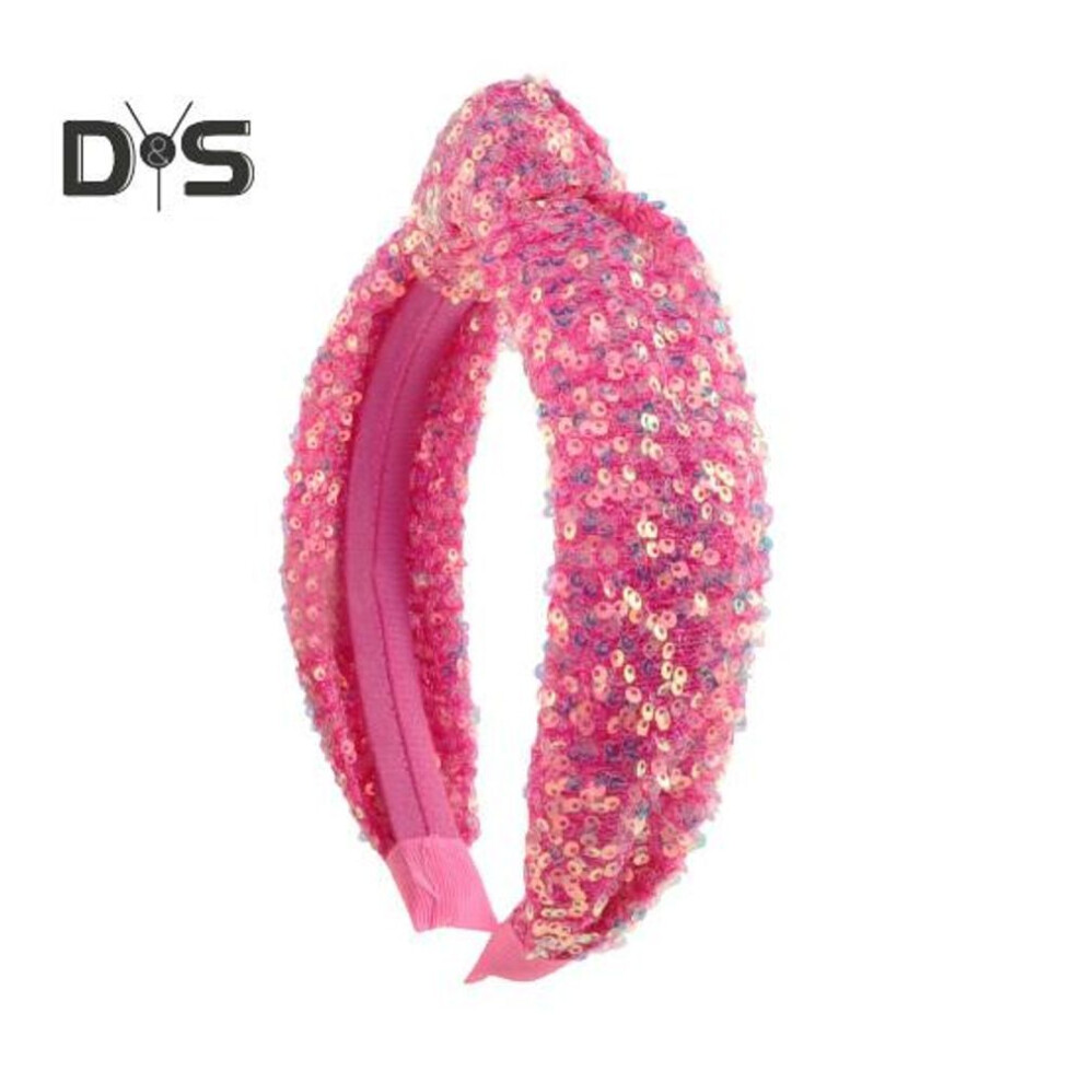 (rose red) Girls Hair Hoop Fancy Sparkling Rainbow Knotted Headband Hair Accessories Birthday Girl Headband Gift