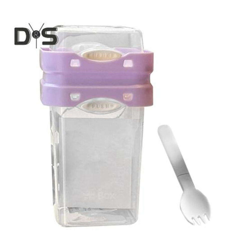 (purple, A) Portable Yogurt Cup with Spoon Reusable Snack Container Multifunctional Parfait Jar BPA-Free Milk Jar with Separate Compartment