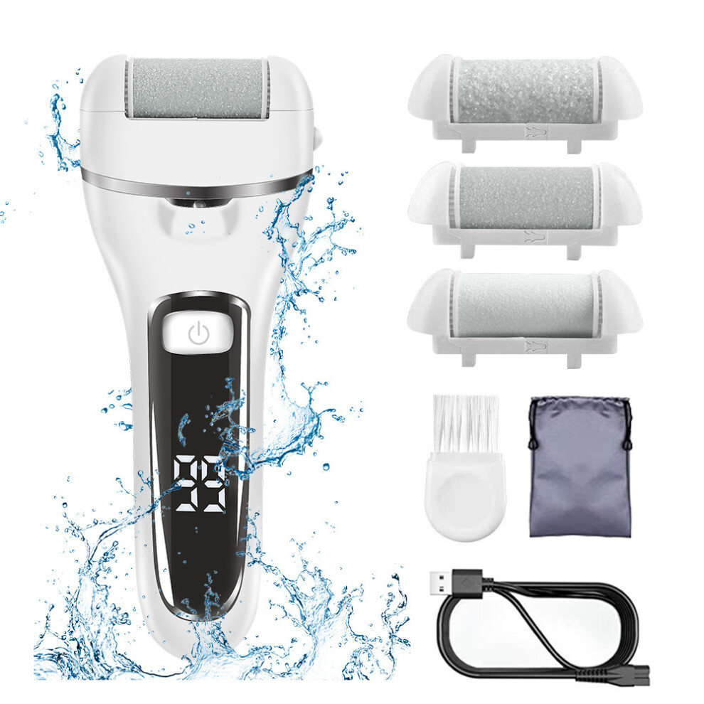 Stoyotu ( Set) Electric Foot File Hard Skin Remover Usb Rechargeable Callus Remover Pedicure Tools White