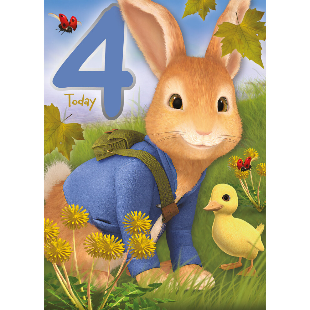 Peter Rabbit Age 4 Birthday Card