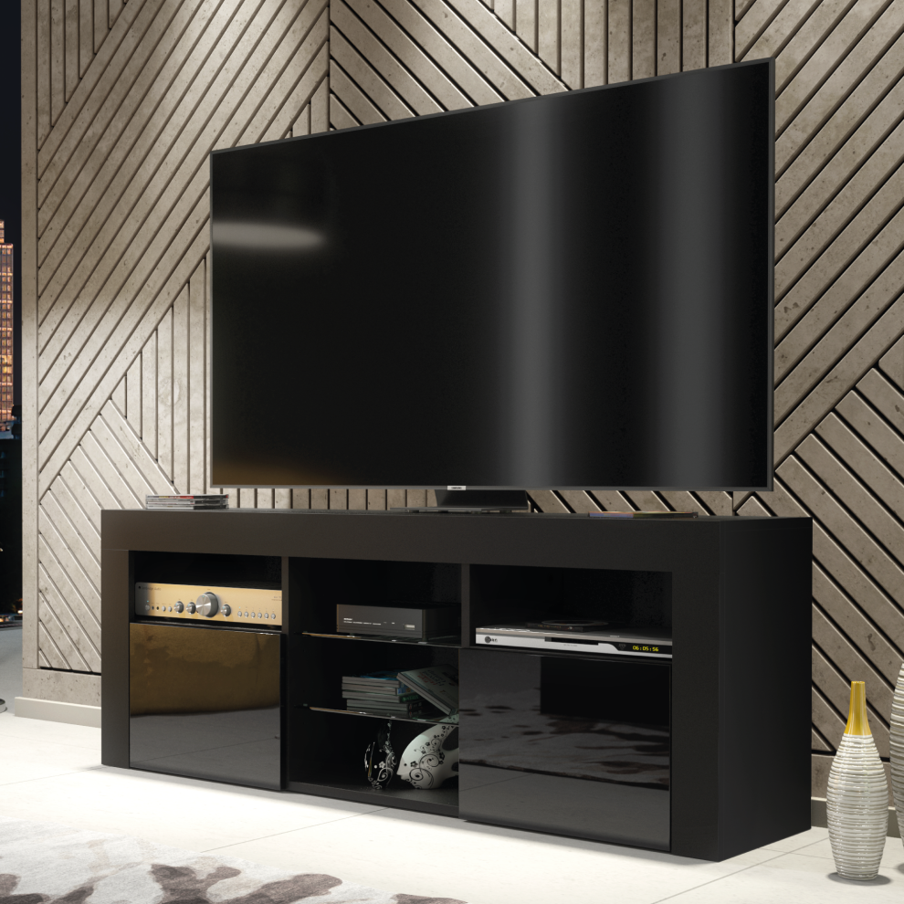 Creative Furniture Tv Unit - Gloss Doors Black 145Cm