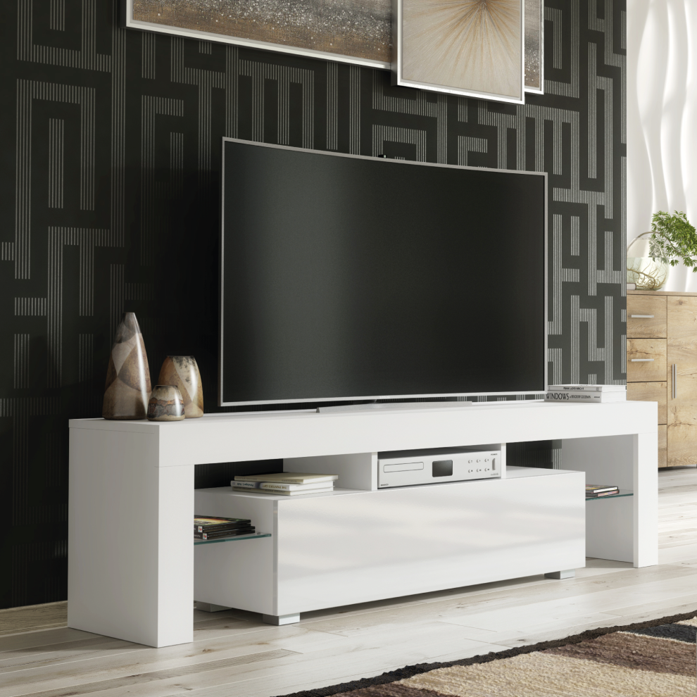 TV Unit 160cm Creative Furniture - White Gloss Doors
