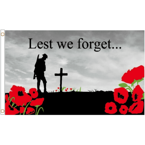(8' x 5' - 240cm x 150cm) Lest We Forget Remembrance Polyester Flag