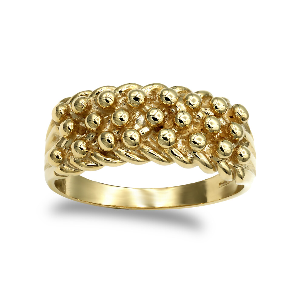 (P) Jewelco London Men's Solid 9ct Yellow Gold 3 Row King George III Keeper Guard Rope Edge Ring - JRN080