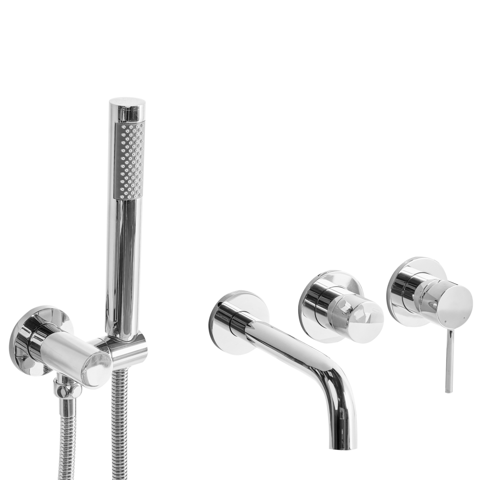 Wall Mounted Bath Shower Mixer Tap JAVIRA Silver