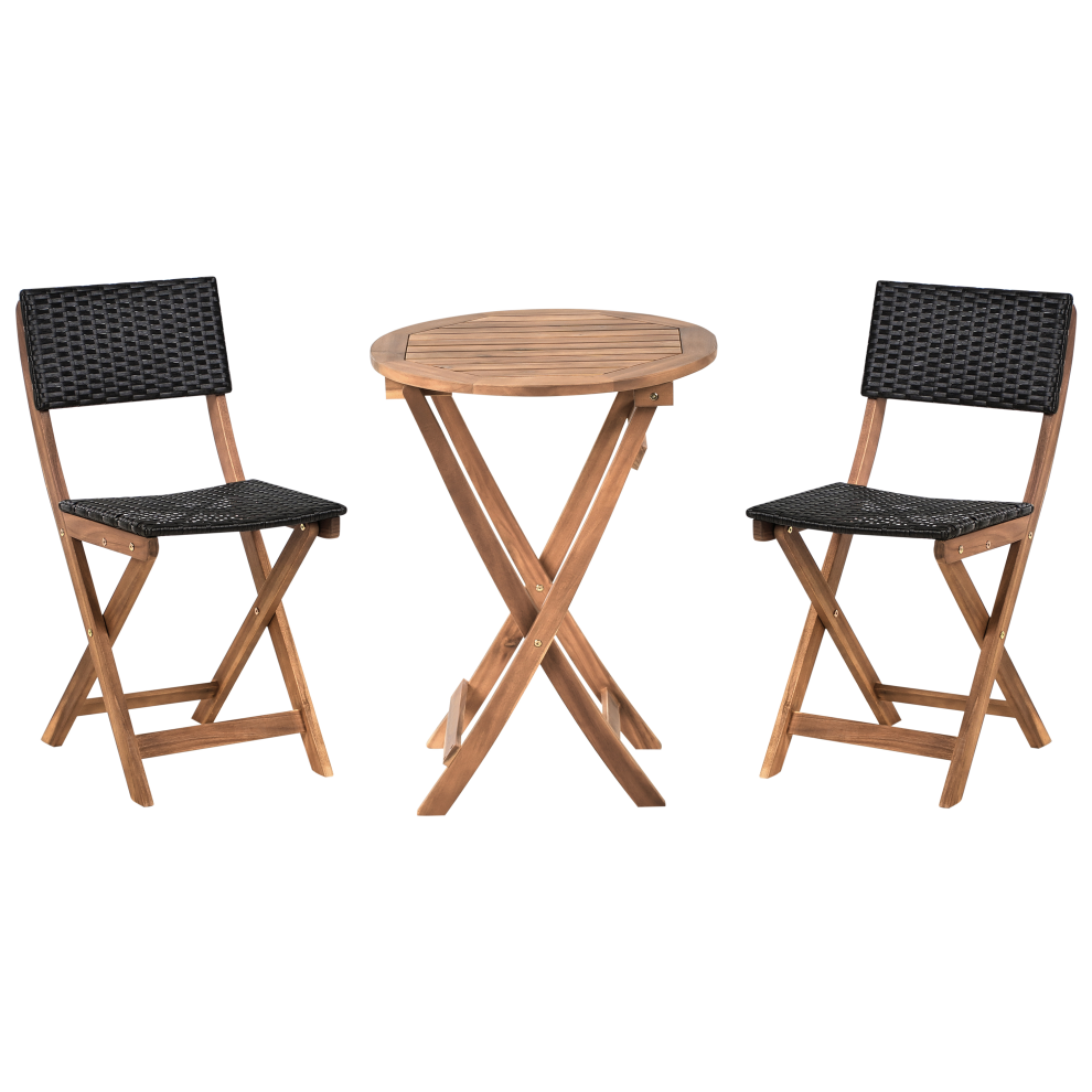 Bistro Set RIVAROTTA Acacia Wood Brown/ Black
