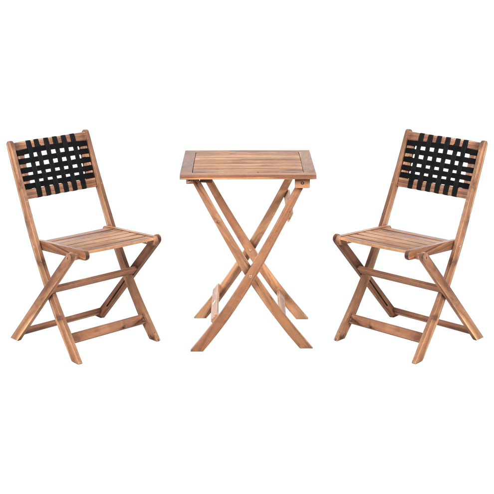 Bistro Set CONIOLO Acacia Wood Brown/ Black