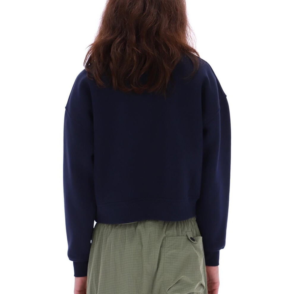 (Blue, M) Hunter Tina Logo Cropped Crew Cotton Women's Blue Sweatshirt