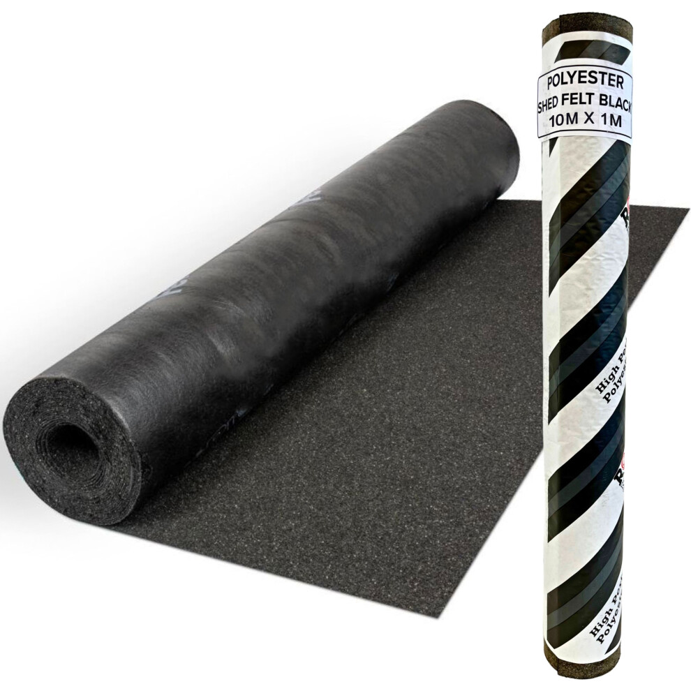 Novecrafto (, 10M X 1M) Heavy-Duty Polyester Shed Roofing Felt - Premium Roof Covering - 15 Year Life Expectancy Roof Felt Black