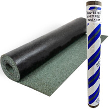 (Green, 10m x 1m) Heavy-Duty Polyester Shed Roofing Felt - Premium Roof Covering - 15 Year Life Expectancy Roof Felt