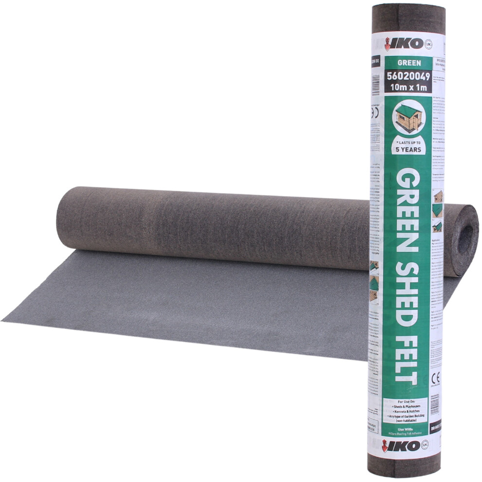 (Green (10m x 1m)) Heavy-Duty Standard Grade Mineral Shed Roofing Felt - Premium Roof Covering