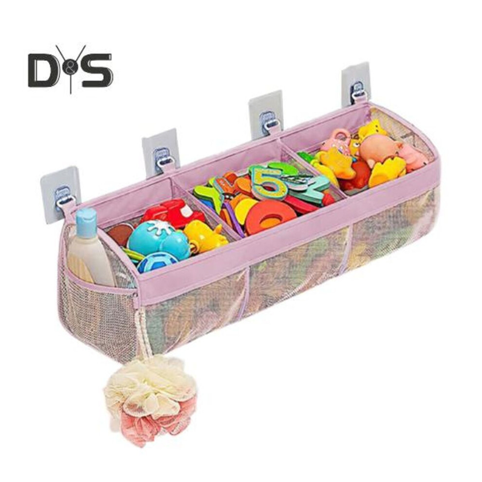 (pink) Bath Toy Organizer 3 Compartment Bath Toy Storage Box Wall Mounted Bathtub Toy Caddy For Easy Access And Sorting Of Toys