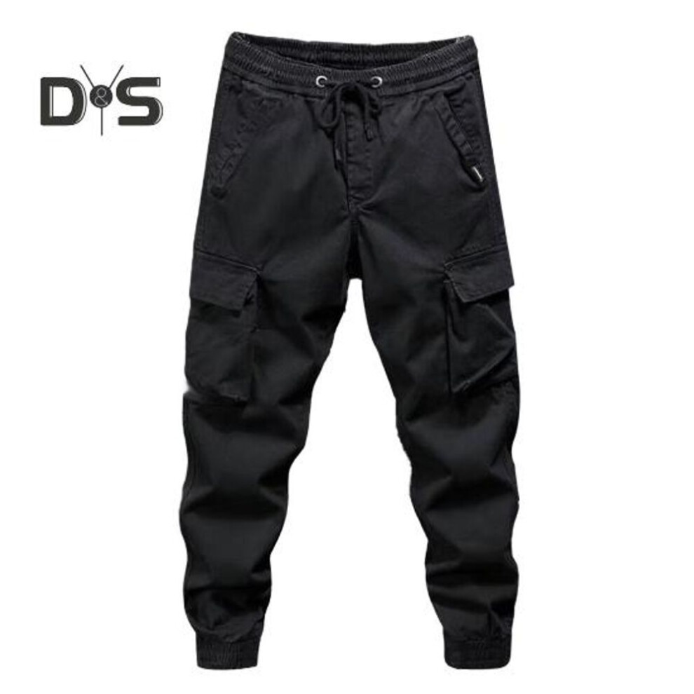 (black, 3XL) Women Cargo Pants With Multi Pockets Elastic Waist Ankle-banded Plus Size Loose Solid Color Outdoor Trousers For Camping Hiking Travel
