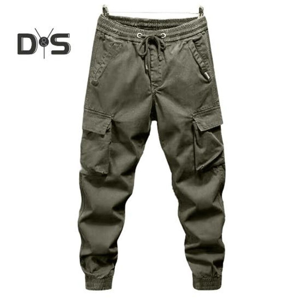 (army green, 4XL) Women Cargo Pants With Multi Pockets Elastic Waist Ankle-banded Plus Size Loose Solid Color Outdoor Trousers For Camping Hiking Travel