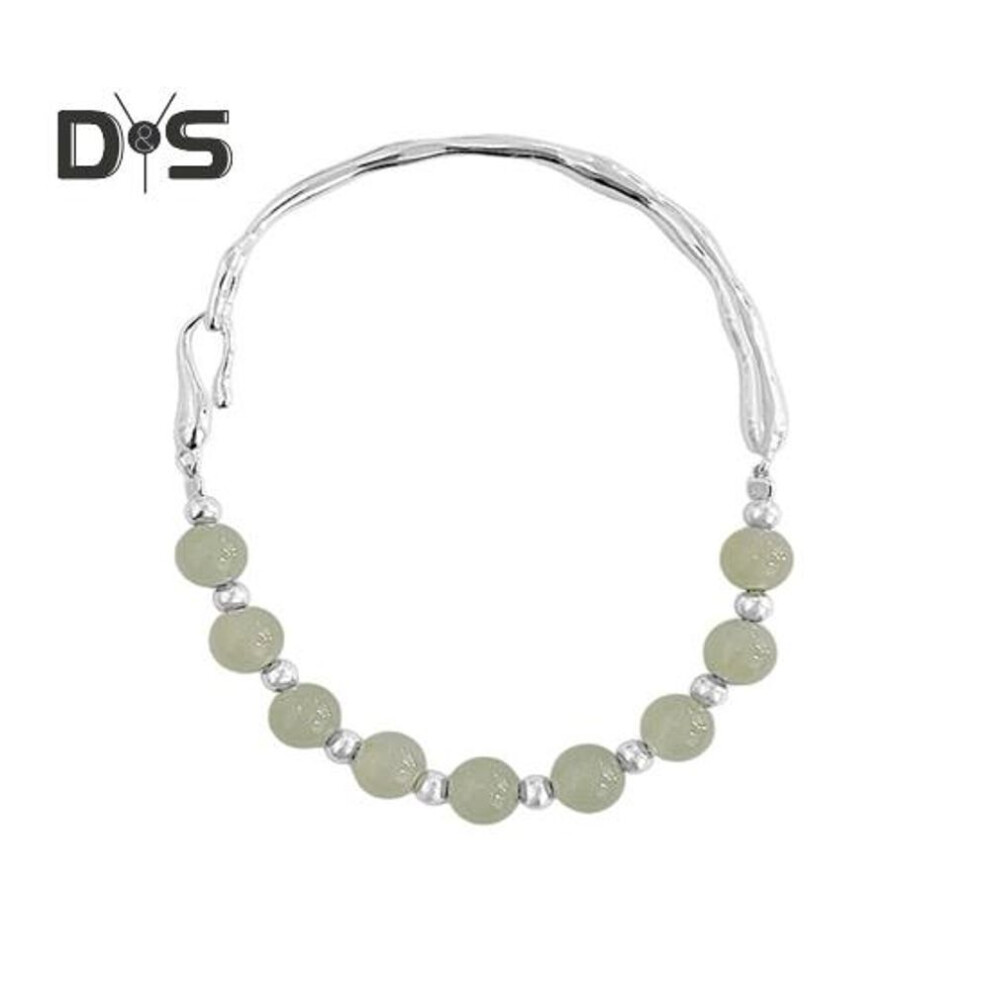 (green) Beaded Bangle Bracelet For Women Silver Faux Pearl Cuff Bracelet Jewelry Gift For Mother's Day Wedding Anniversary