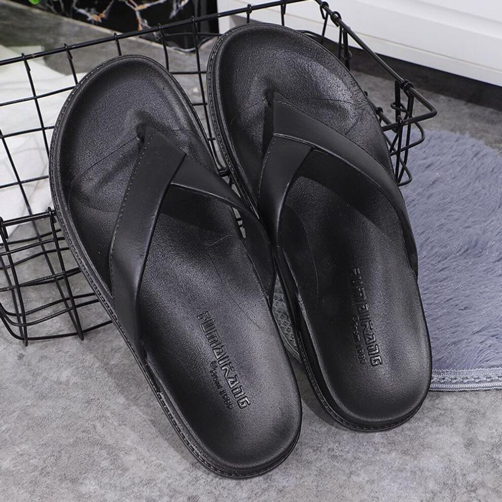 (black, 41) Unisex Summer Flip Flops: Korean Style Non-slip Beach Slippers For Men And Women