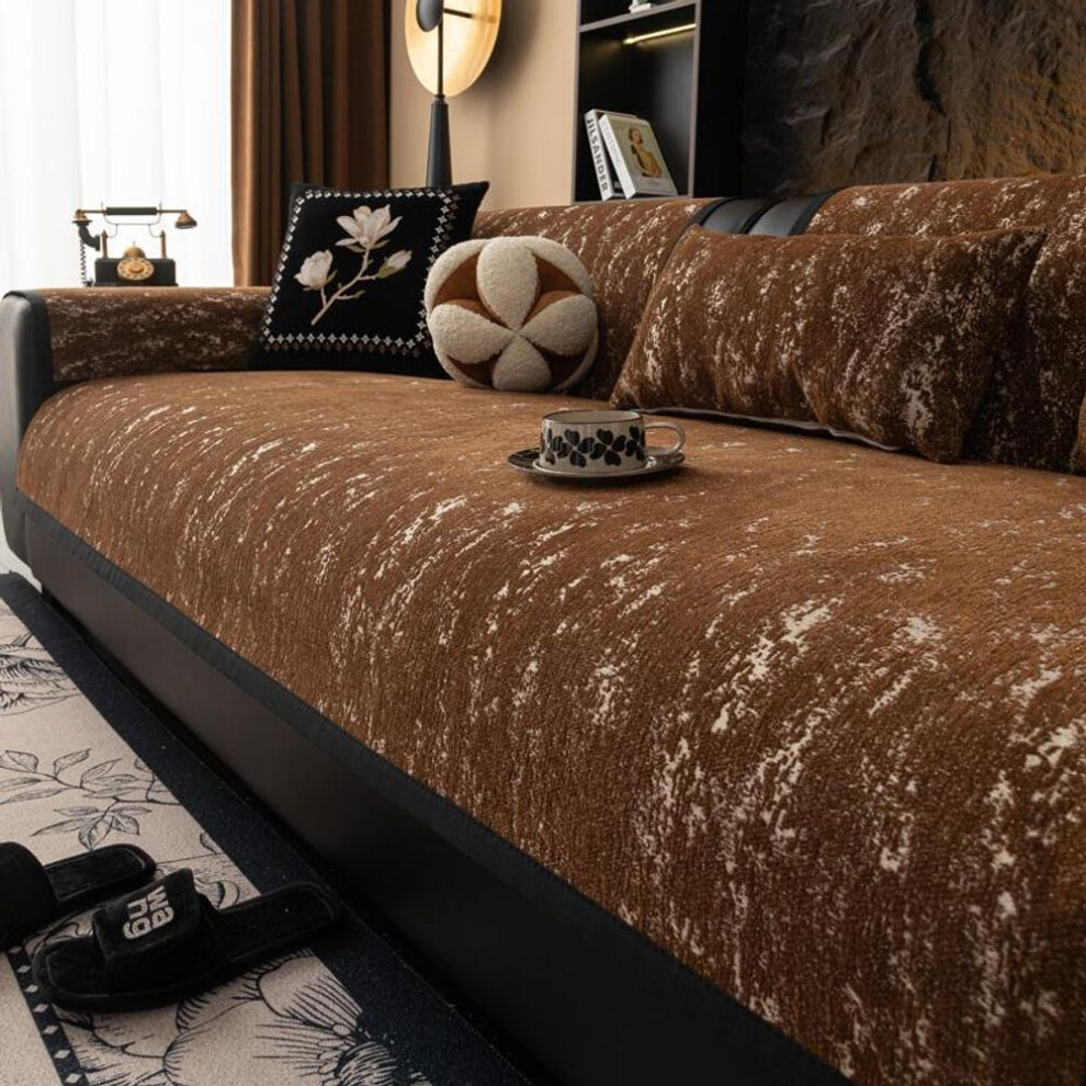 (brown, 90x160cm) Chenille Anti-slip Sofa Cover Universal Non-Slip Couch Cover Towel Sofa Protective Mats for Living Room Decoration Sofa Cushion
