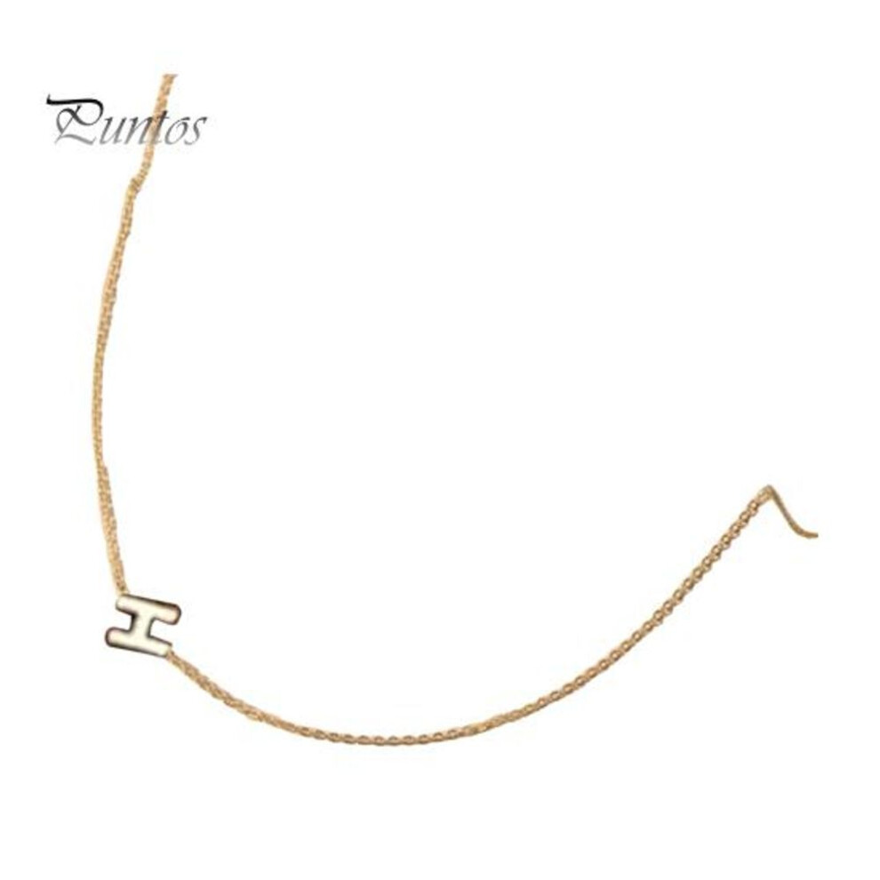 (golden, H) Gold Initial Necklace For Women Tiny Sideways Letter Pendant Chain Necklace Gold Plated Jewelry For Teens Girls Gifts
