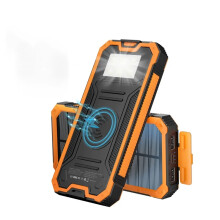 ( Orange) 20000mAh Solar Power Bank Fast Wireless Charging Dual USB Output Portable Charger Outdoor Powerbank for iPhone 15 Xiaomi Samsung