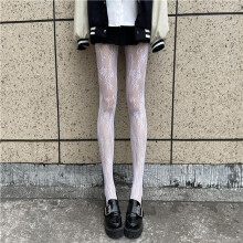 (white, B15 flower vine, One Size) White Lace Bow Flower Fishnet Stockings - Sexy Black Silk Pantyhose