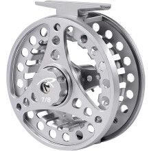 (As show, One size) Full Aluminum Alloy Metal Fly Fishing Reel CNC Machined 7/8 Fly Fishing ReelSilver