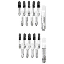 (As show, One size) 20 PCS Empty Storage Cartridges compatible with 1.0ML Glass Ceramics Easy To Fill,Black and White