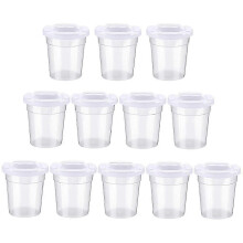 (As show, One size) 12 Pack No Spill White Lid Paint Cups Spill Proof Paint Cups Reusable Paint Cups with Lids compatible with Kids, School, Classroom