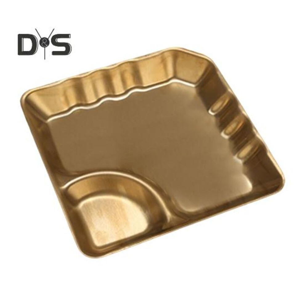 (golden, Square) Stainless Steel Snack Tray Set With Dipping Bowl Fine Polished Design Sandwich Serving Tray For Sushi Chips Dumplings Salads