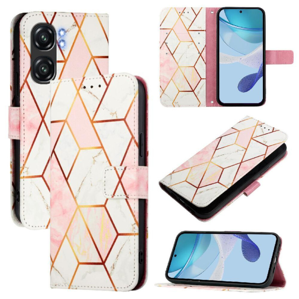 (Rose ) Case For Oukitel C58 Pu Leather Wallet Kickstand Marble Pattern Gold 764563479986