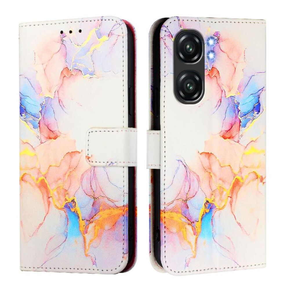(White) Case For Oukitel C58 Pu Leather Wallet Kickstand Marble Pattern White 764563479979