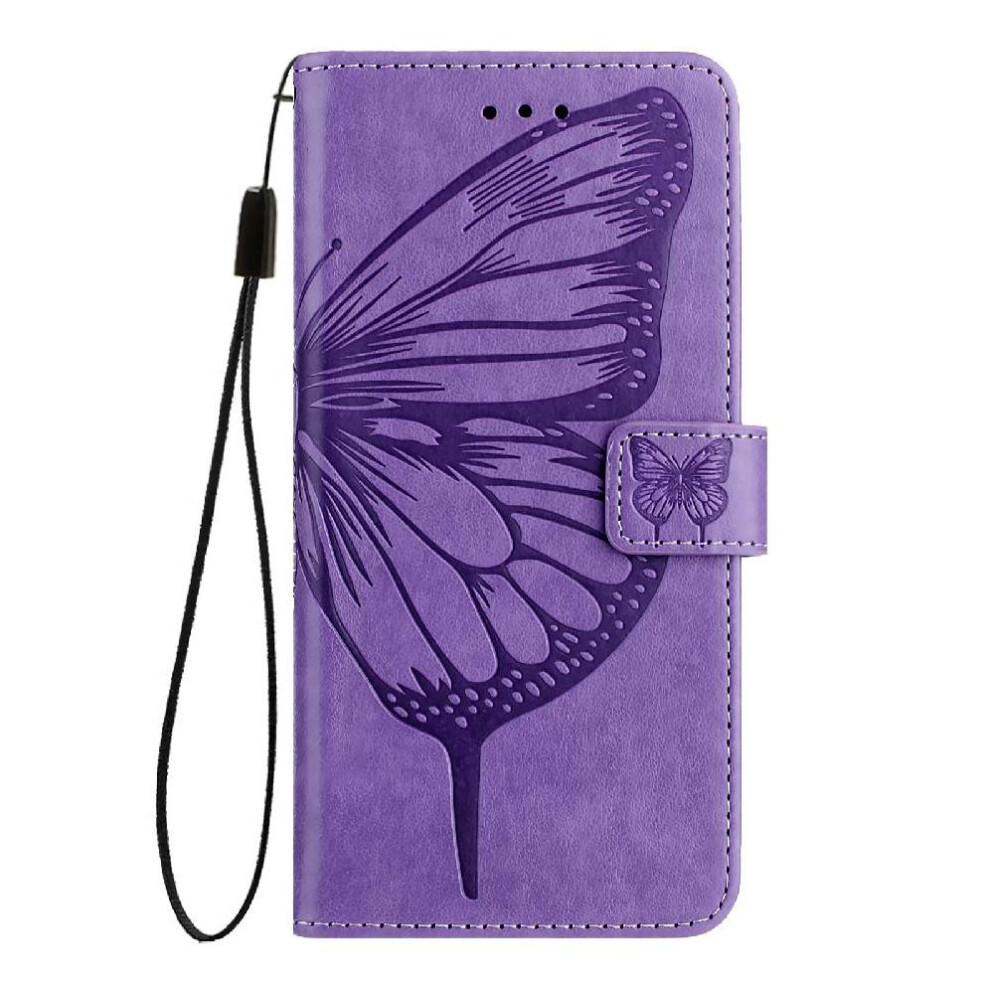 ( Violet) Case For Oukitel C58 Pro Premium Leather Flip Cover Magnetic Embossing Butterfly Light 764563480159