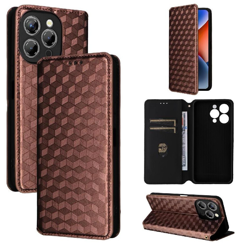 Photos - Case   for Oukitel P1 Card Slots Holder Magnetic Closure Pu Leather Wallet 3d Pattern(Brown)