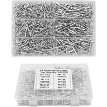 (As show, One size) Blind Rivets, 500 Pcs M3.2 M4 M5 Aluminum Blind Rivets Aluminum Rivet Pop Rivets Assorted Rivets with Box for Metal, Wood, Plastic