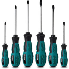 (As show, One size) Set of 6 heavy duty magnetic chrome vanadium screwdrivers with 3 flat and 3 Phillips heads