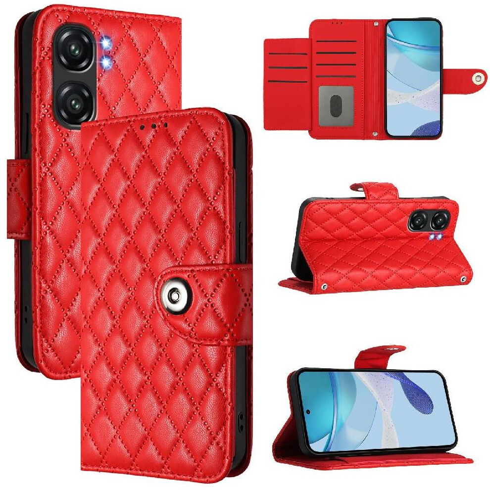 (Red) Case For Oukitel C58 Shockproof Stylish Protective Wallet Cover Wrist Strip Card Holder Red 764563481071
