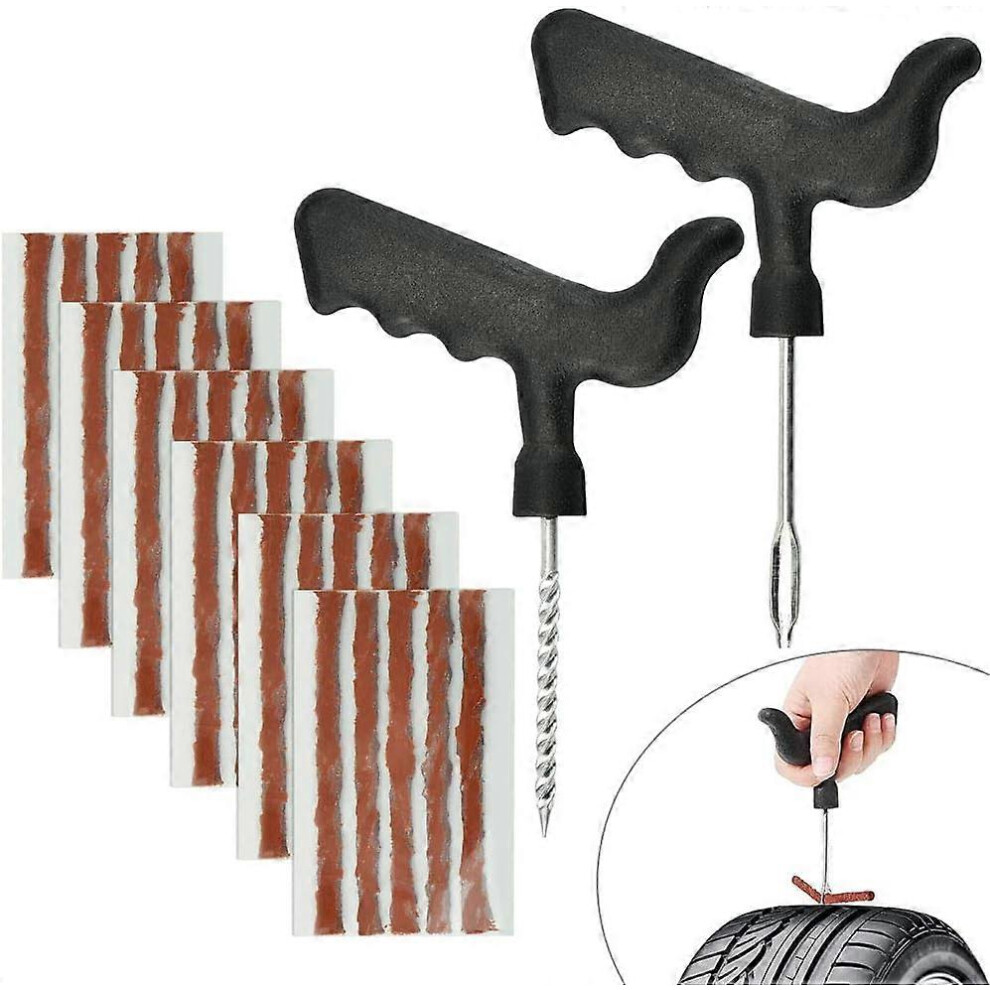 (As Show, One Size) 30 Pcs Natural Rubber Tire Repair Wick Car Tire Wick 6Mm*10Cm Motorcycle Tire Repair Kit With 2 Installing Tools Tubeless Repair K 4909775492767