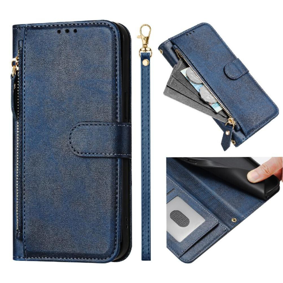 (Blue) Flip Case For Oukitel C58 Card Holder Pu Leather Magnetic Zipper Blue 764563481378