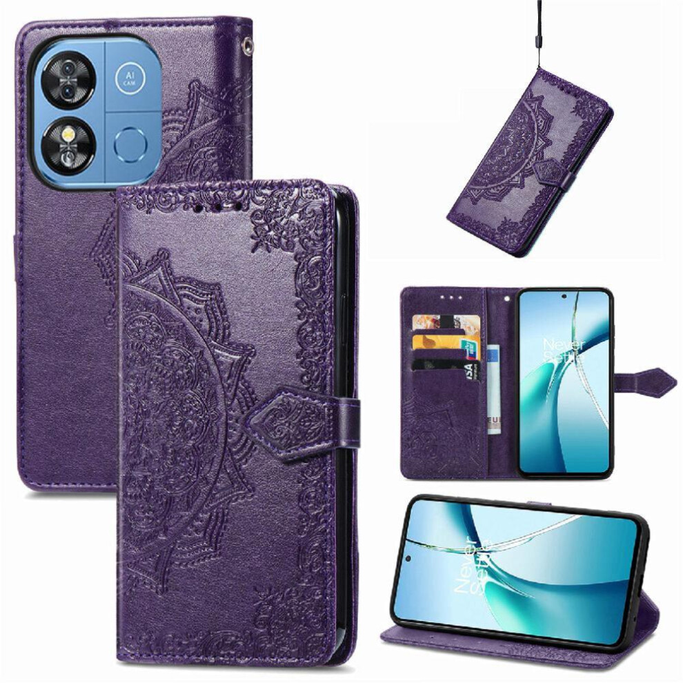 Photos - Case  Flip  for Oukitel C57 Pro Flip Cover Shockproof Exquisite Pattern Leather  Simple Business(Purple)